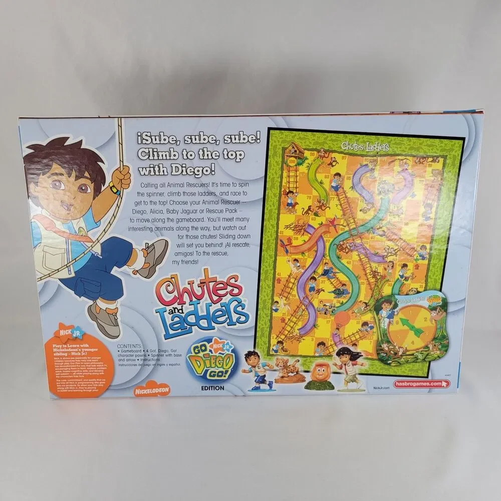 Chutes and Ladders Go Diego Go! Board Game 2007 Nick Jr. Retro Complete New